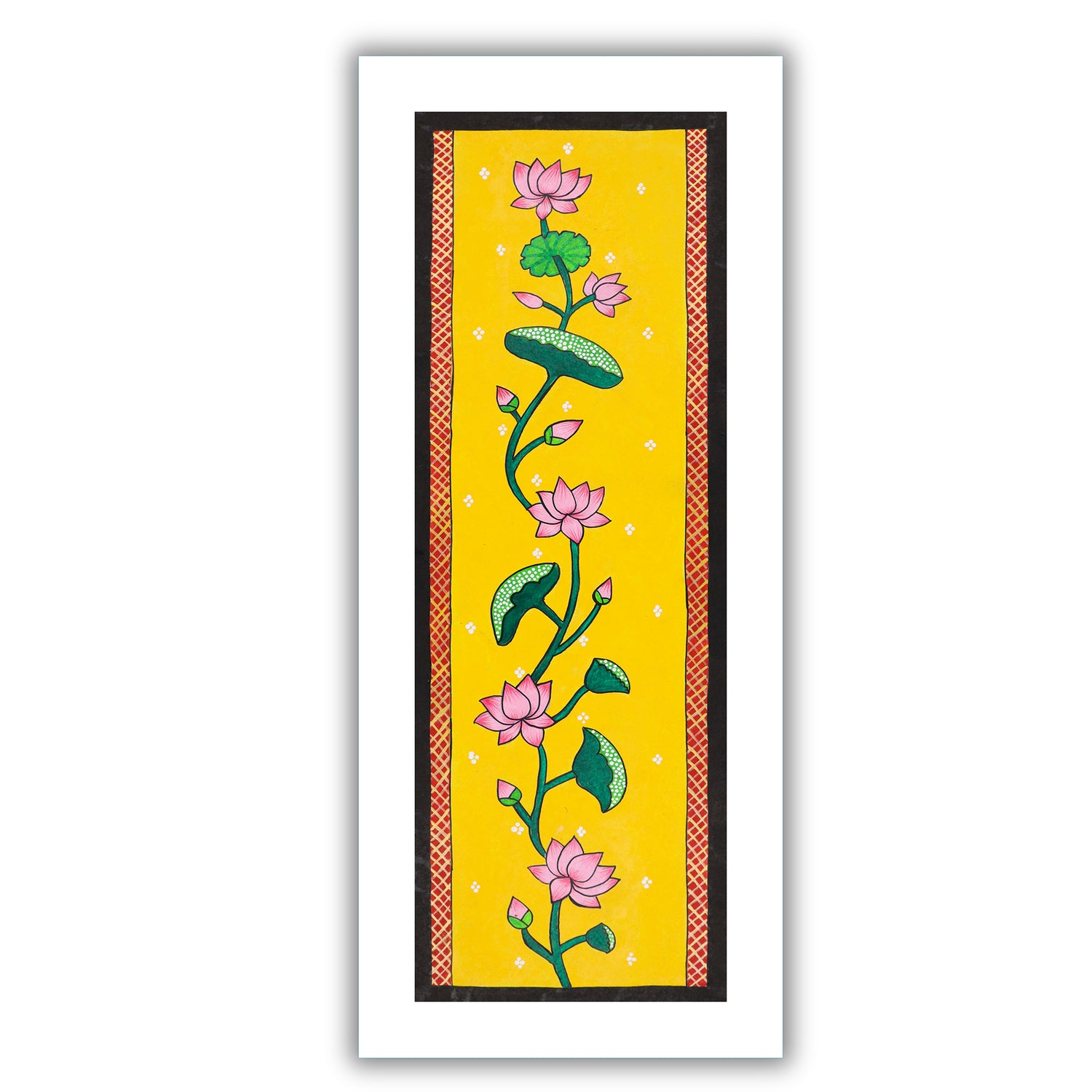 Framed artwork of a colorful lotus-with handmade pichwai painting 