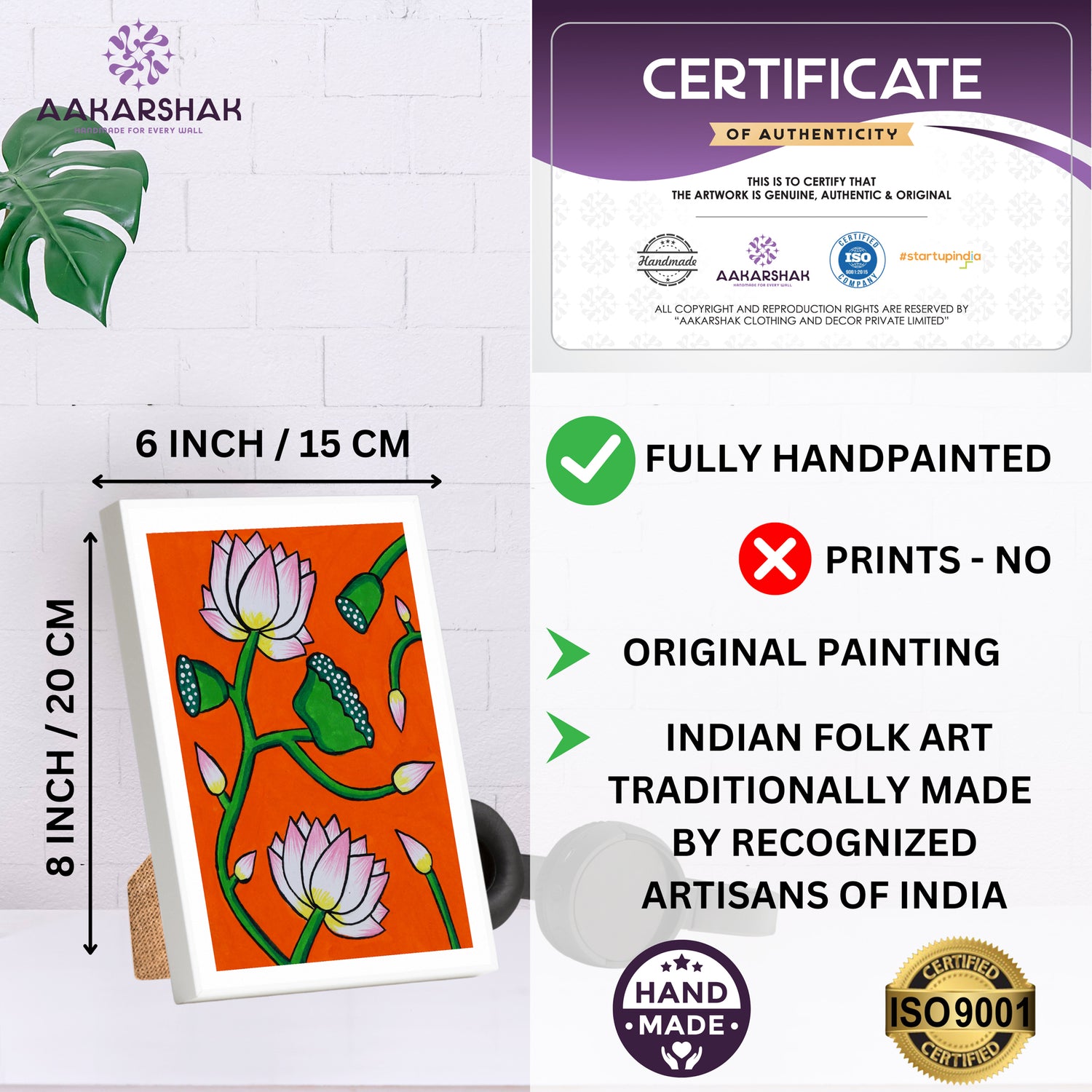 handmade iso certified-pichwai lotus painting
