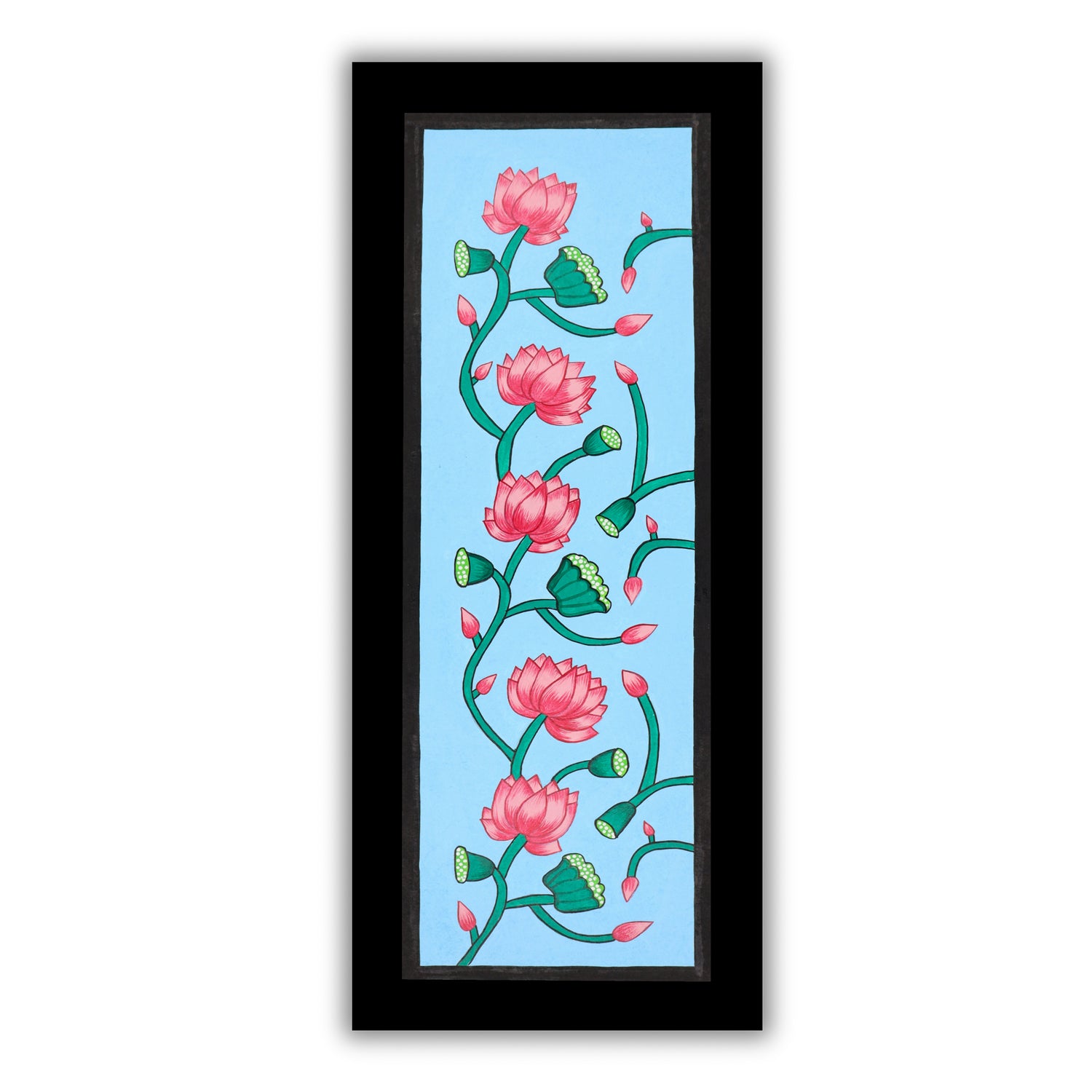 Framed artwork of a colorful lotus-with handmade pichwai painting 
