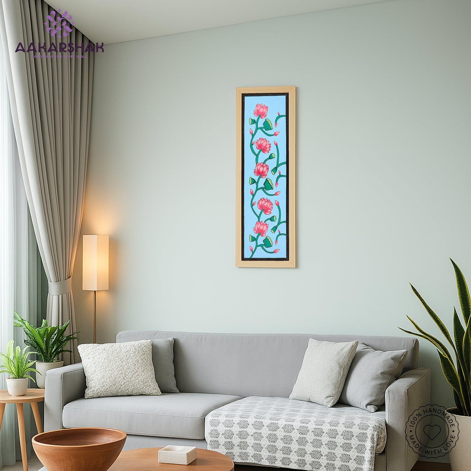 vibrant handmade lotus painting-depicting indian folk traditions