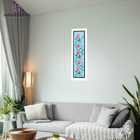 vibrant handmade lotus painting-depicting indian folk traditions