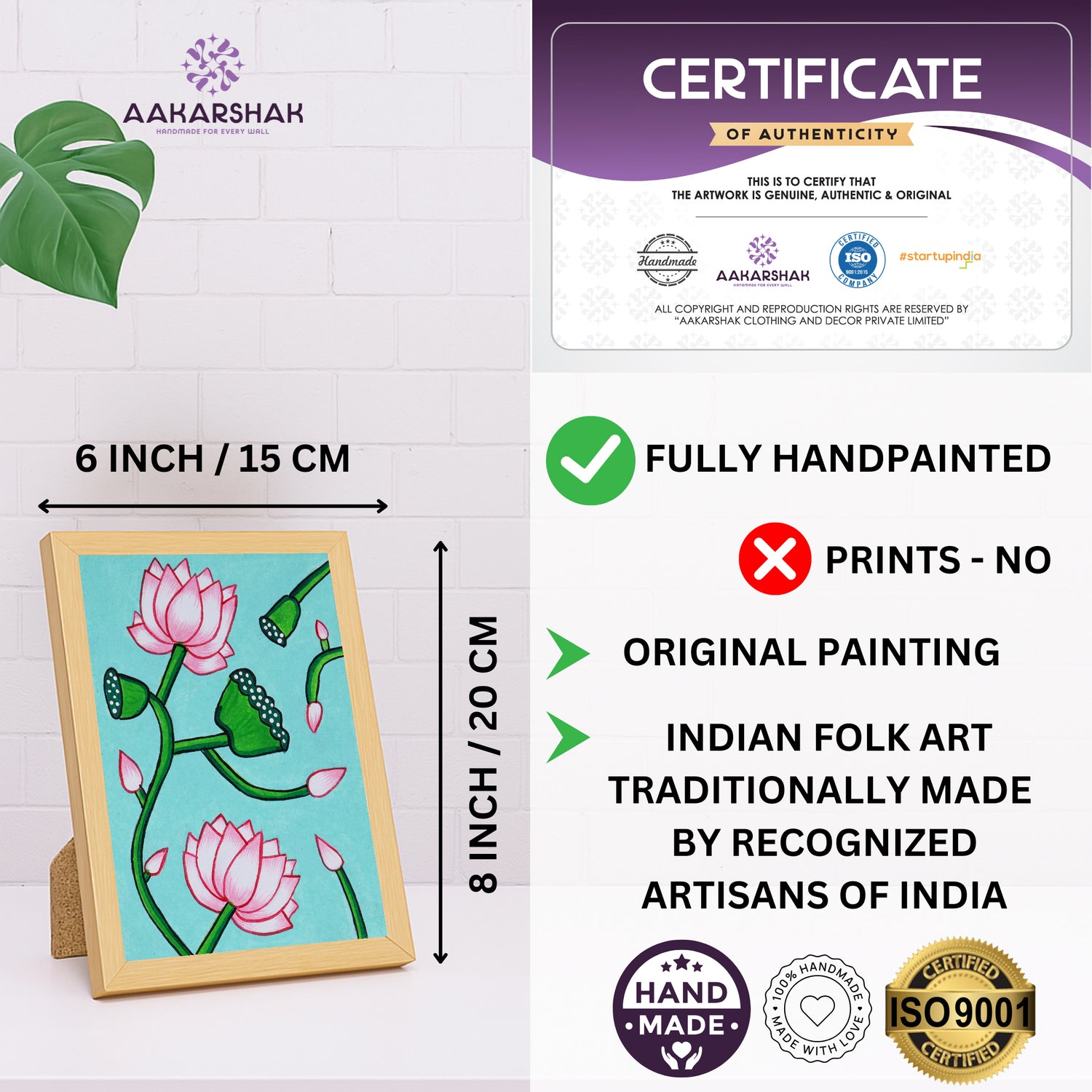 handmade iso certified-pichwai lotus painting
