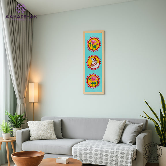 vibrant handmade lotus painting-depicting indian folk traditions