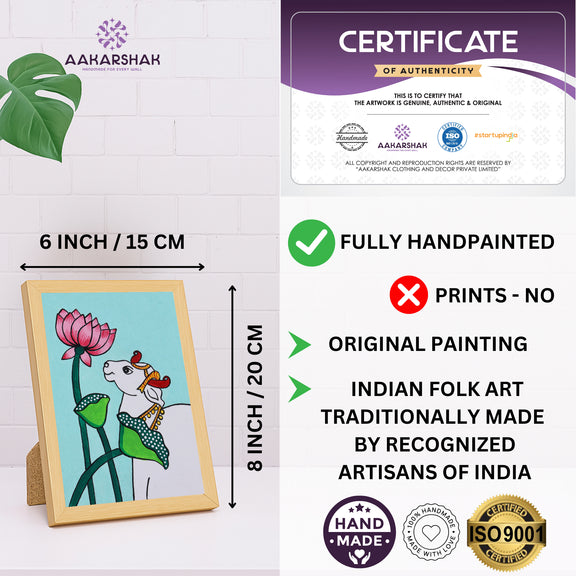 handmade iso certified-pichwai Lotus and Cow painting

