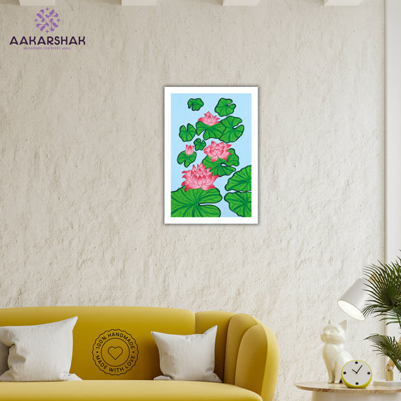 vibrant handmade lotus painting-depicting indian folk traditions
