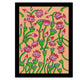 Framed artwork of a colorful lotus illustration on a peach background-with handmade pichwai painting 