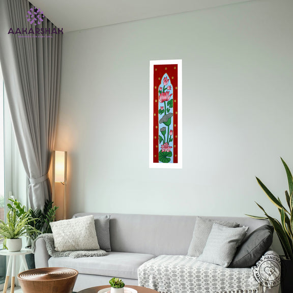 vibrant handmade lotus painting-depicting indian folk traditions