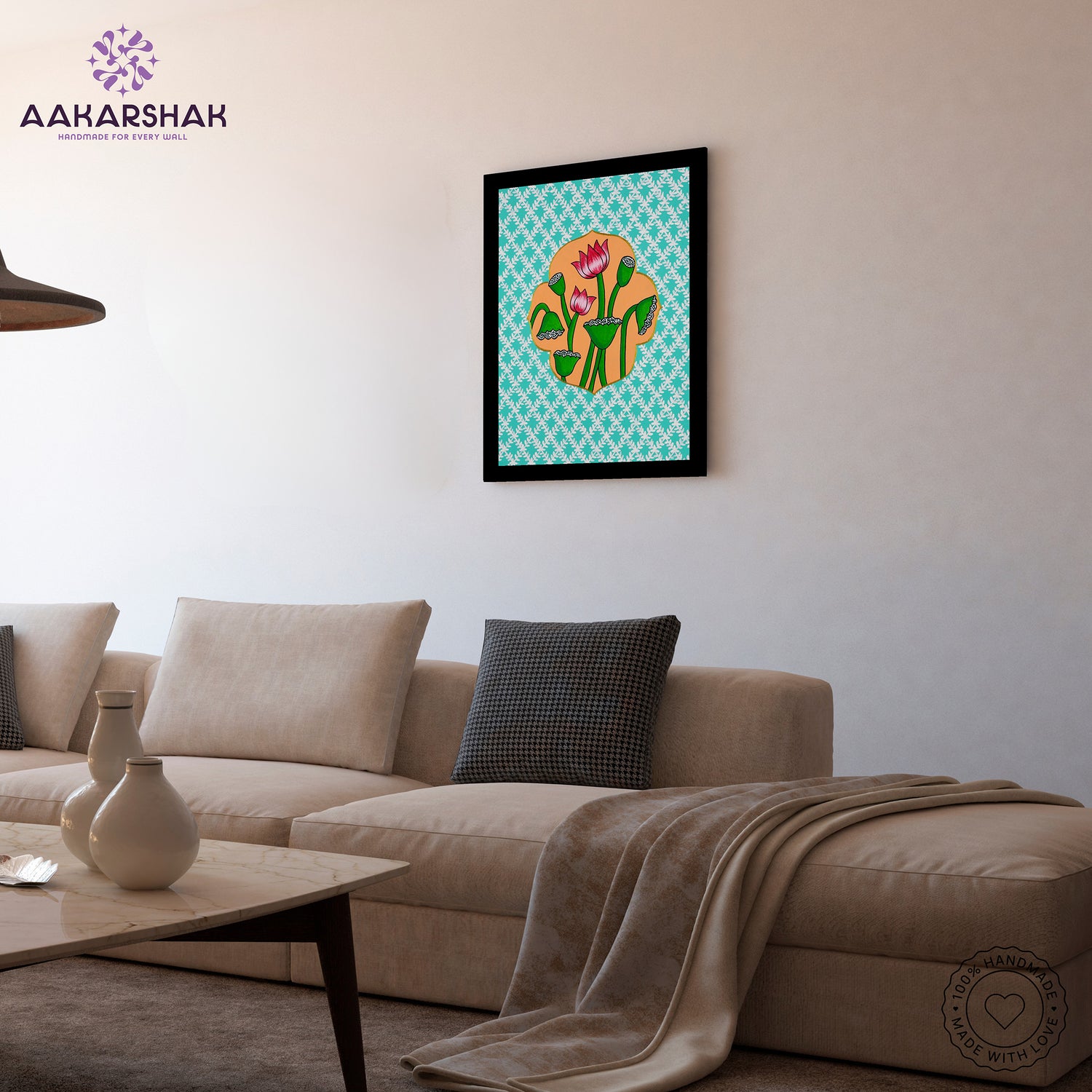 vibrant handmade lotus painting-depicting indian folk traditions