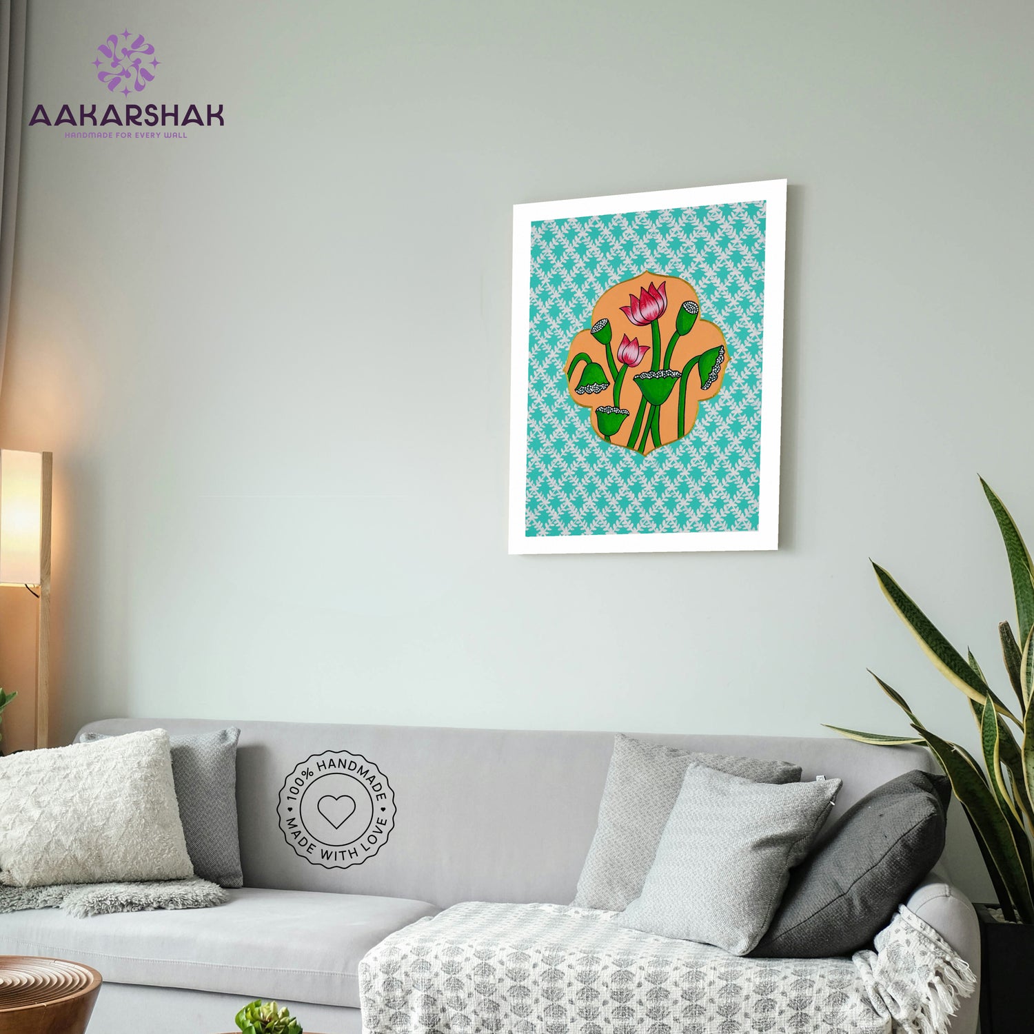 vibrant handmade lotus painting-depicting indian folk traditions