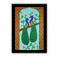 Framed artwork of a colorful peacock handmade pichwai painting 