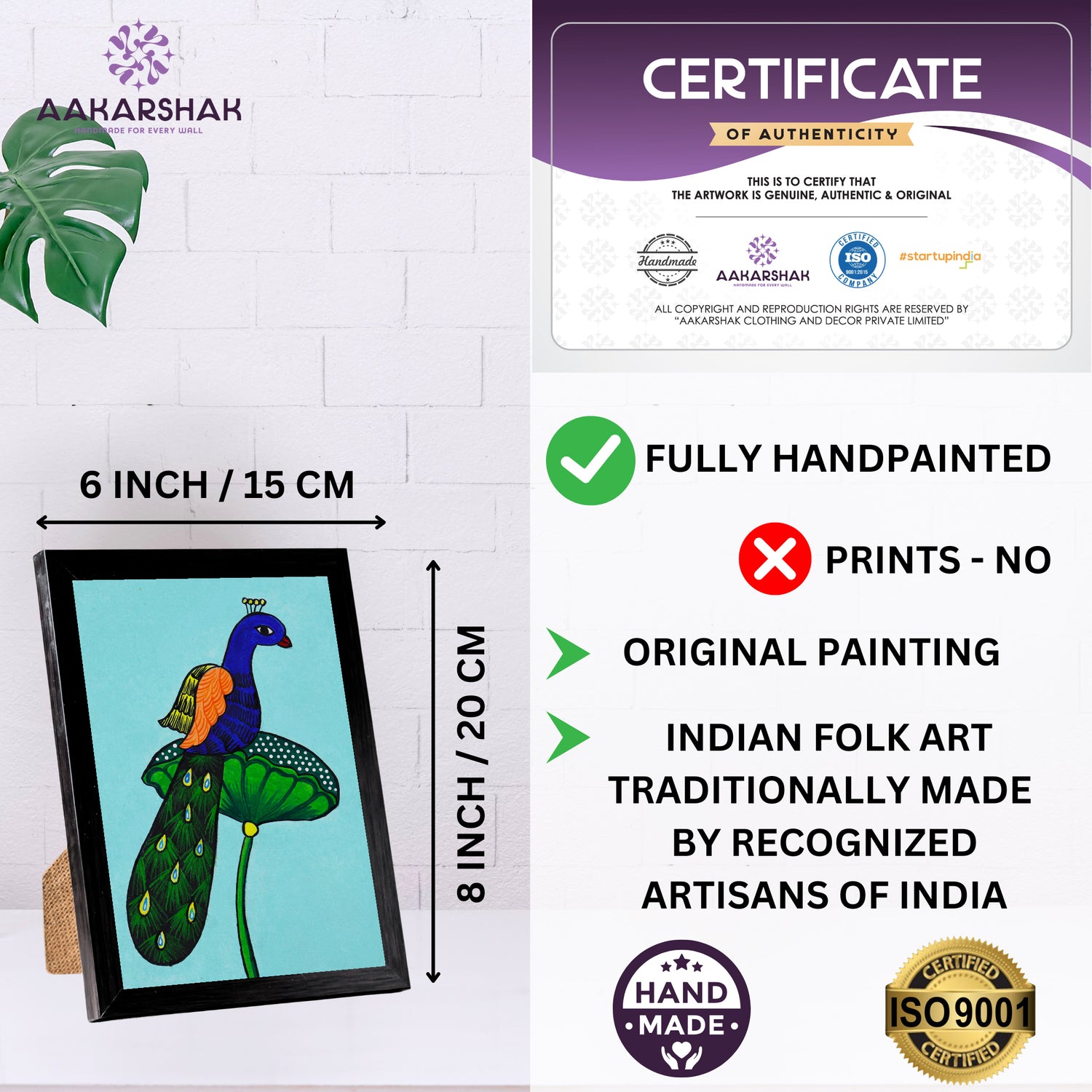 handmade iso certified-pichwai peacock painting
