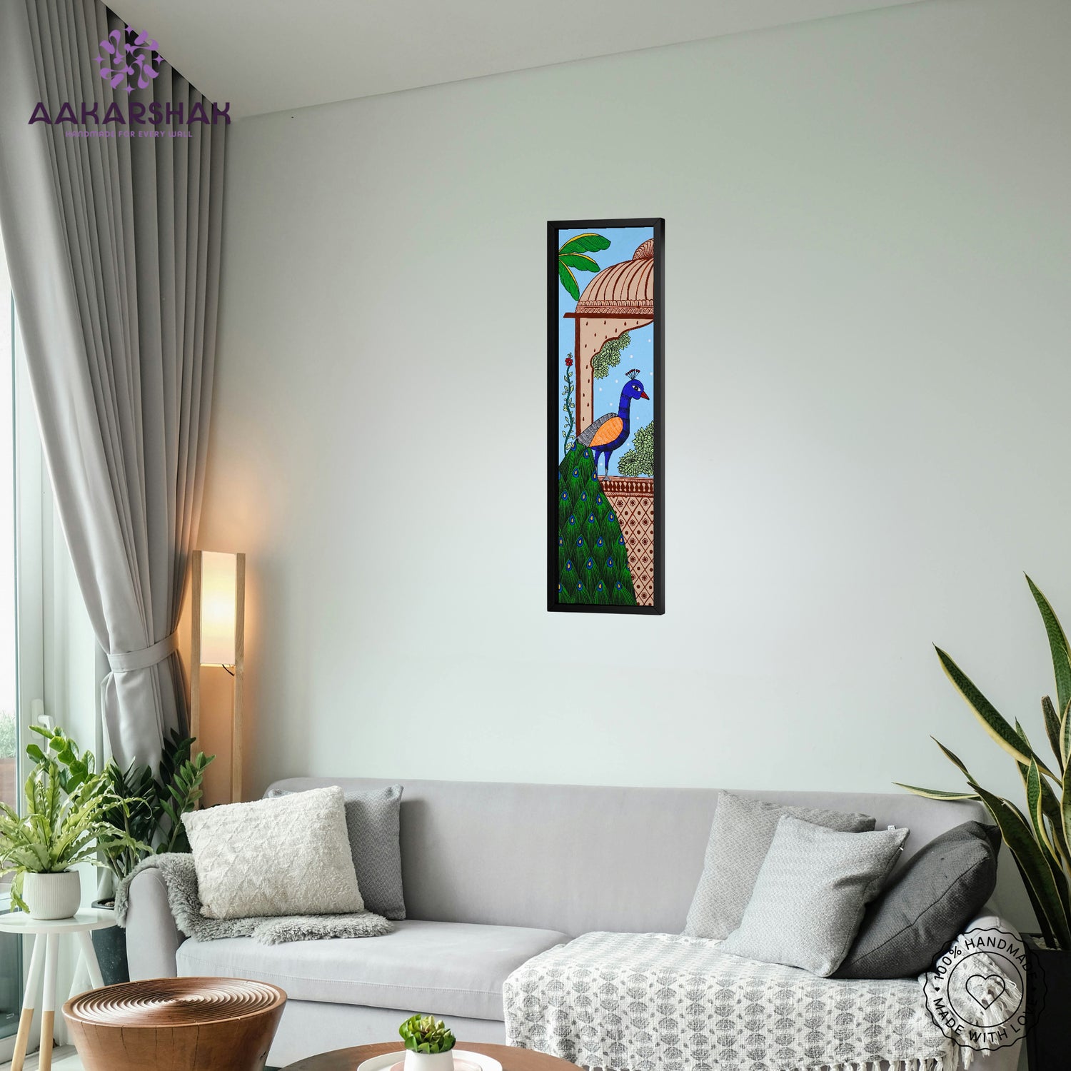 vibrant handmade peacock painting-depicting indian folk traditions