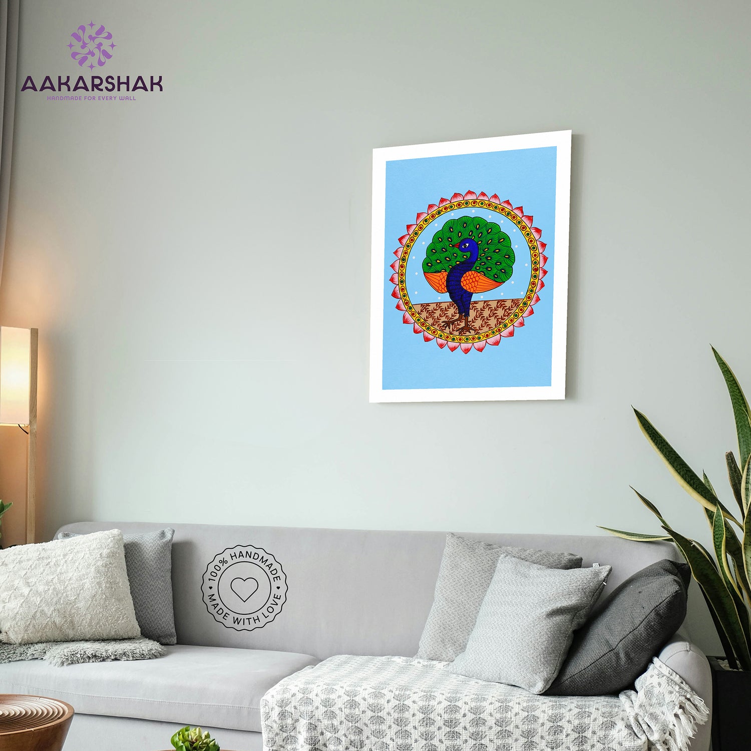 vibrant handmade peacock painting-depicting indian folk traditions