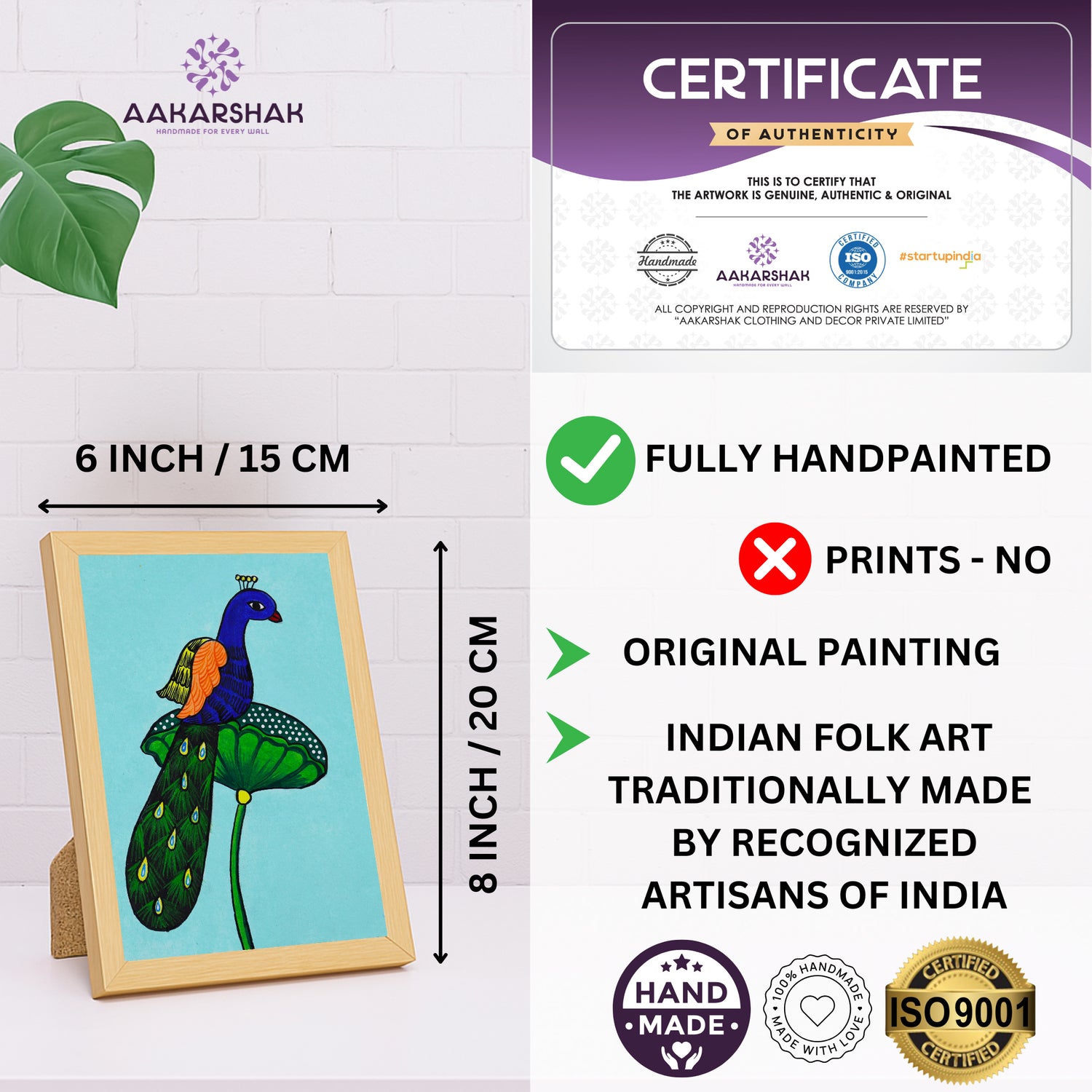 handmade iso certified-pichwai peacock painting
