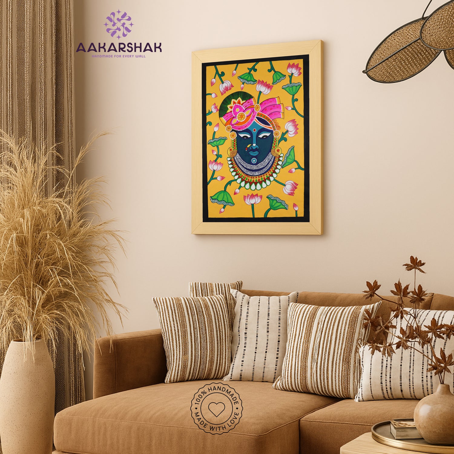 vibrant handmade shrinathj painting-depicting indian folk traditions