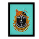Framed artwork of a colorful shrinathji illustration on a light green background-with handmade pichwai painting 