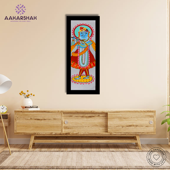 Framed artwork with shrinathji design -handmade  pichwai  painting for home decor