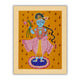 Handmade Pichwai painting with Krishna motif, framed for wall decor – traditional Indian temple art
