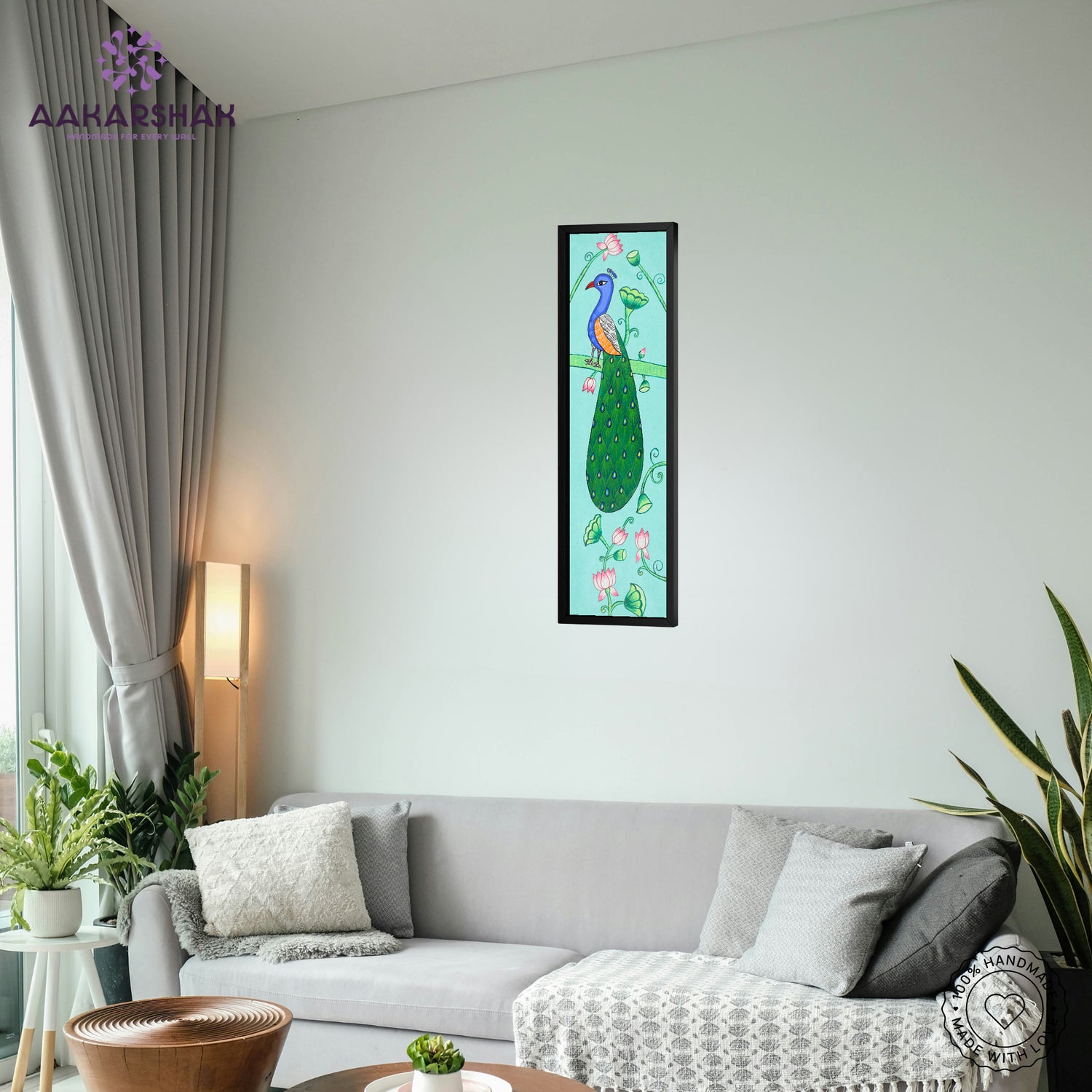 vibrant handmade peacock painting-depicting indian folk traditions