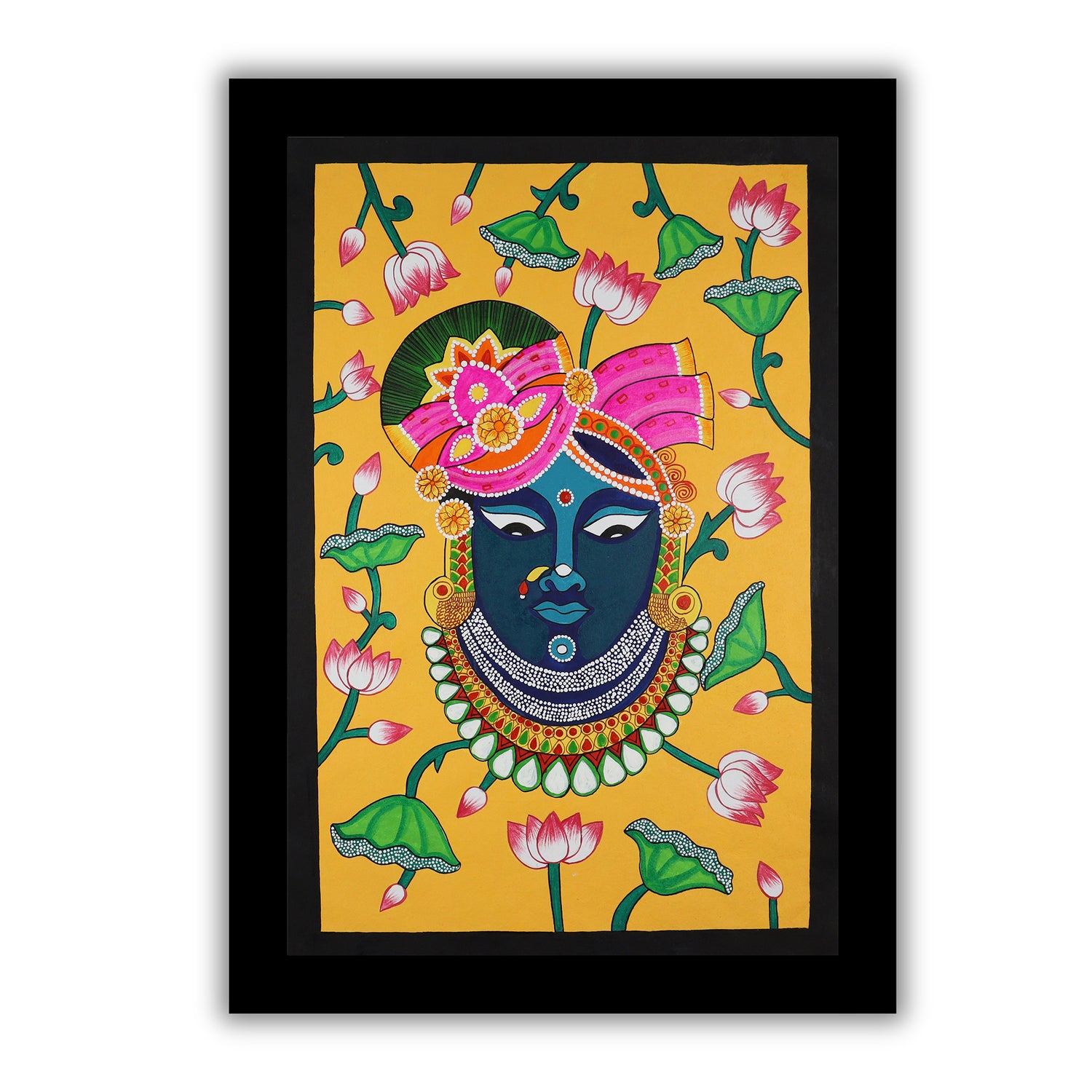 Handmade Pichwai Shrinathji Painting Framed 17x24 Inch Wall Art