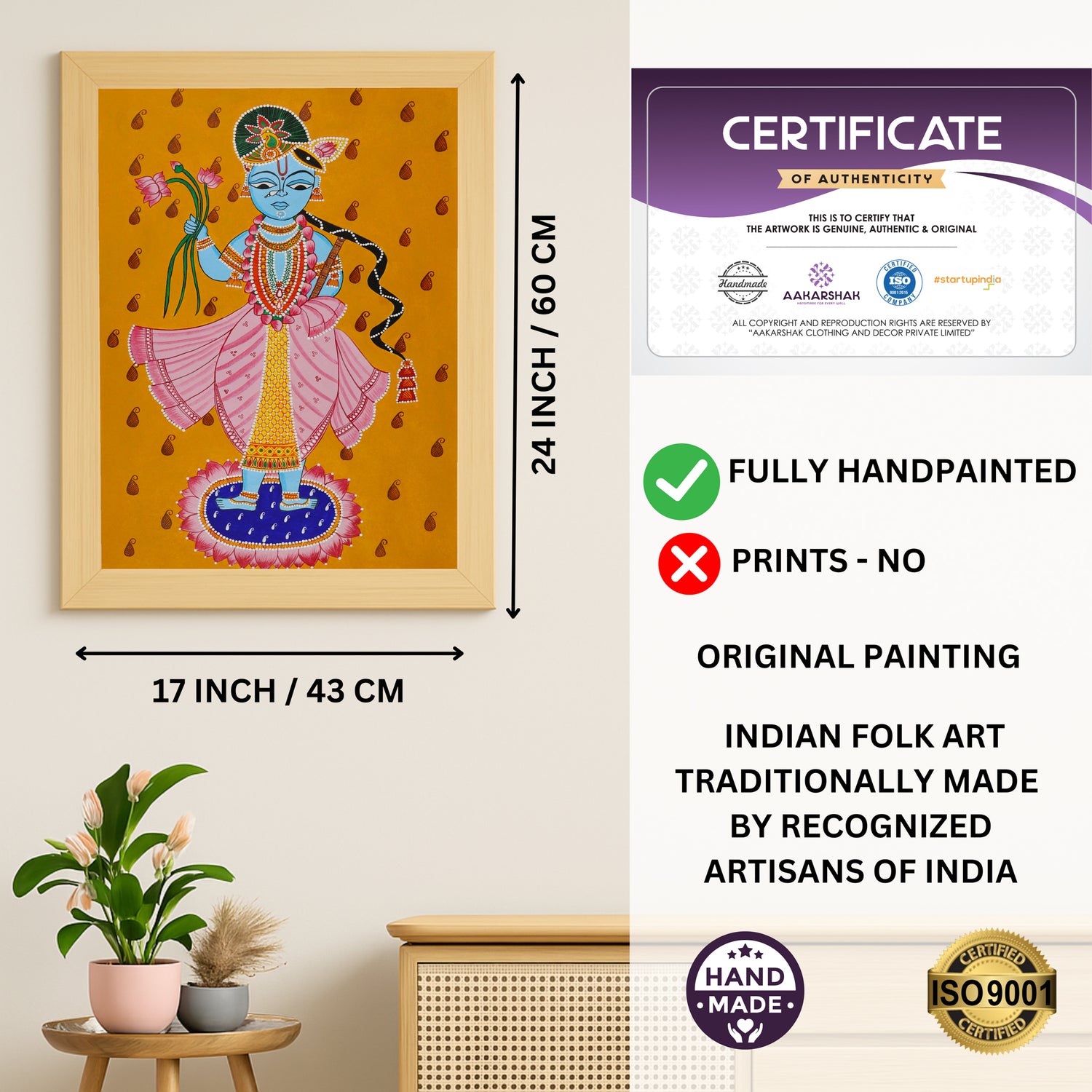 ISO certified handmade painting with authenticity certificate included
