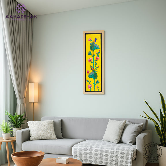 vibrant handmade peacock painting-depicting indian folk traditions