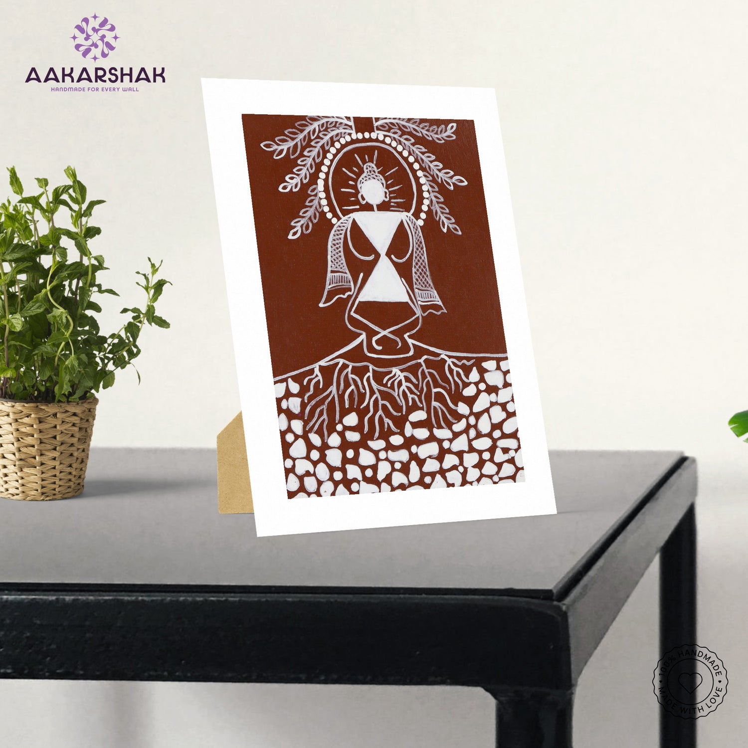 vibrant handmade buddha painting-depicting indian folk traditions