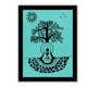 black buddha design on a green background with handmade warli painting 
