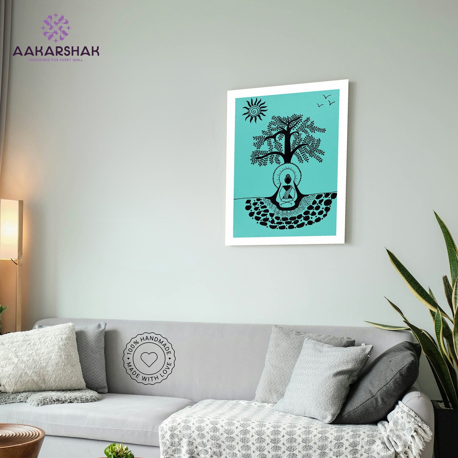 vibrant handmade buddha painting-depicting indian folk traditions