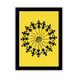 Framed artwork with Handmade black warli dancing painting on a yellow background