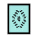 Framed artwork with Handmade black warli dancing painting on a blue background