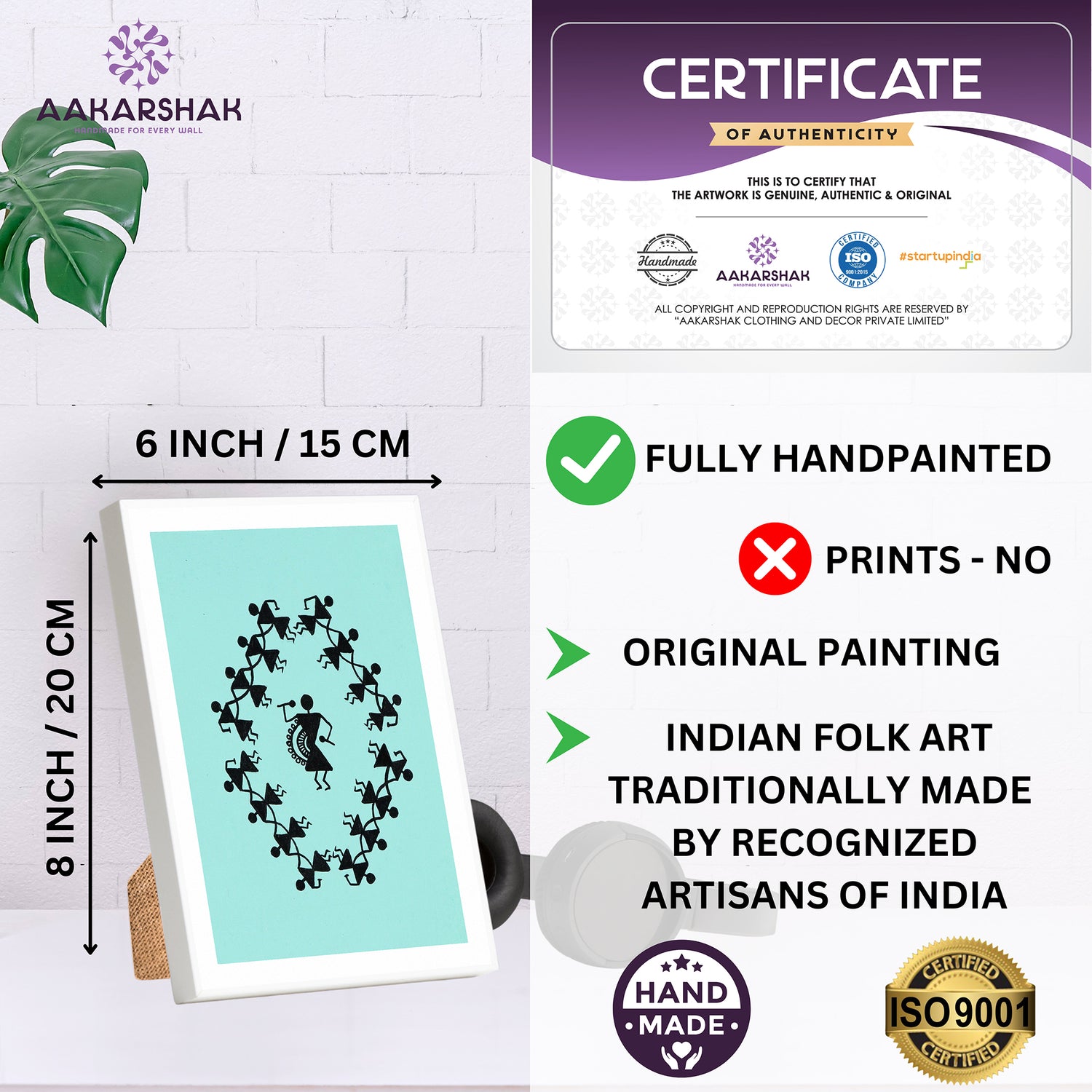 handmade iso certified-dancing warli painting
