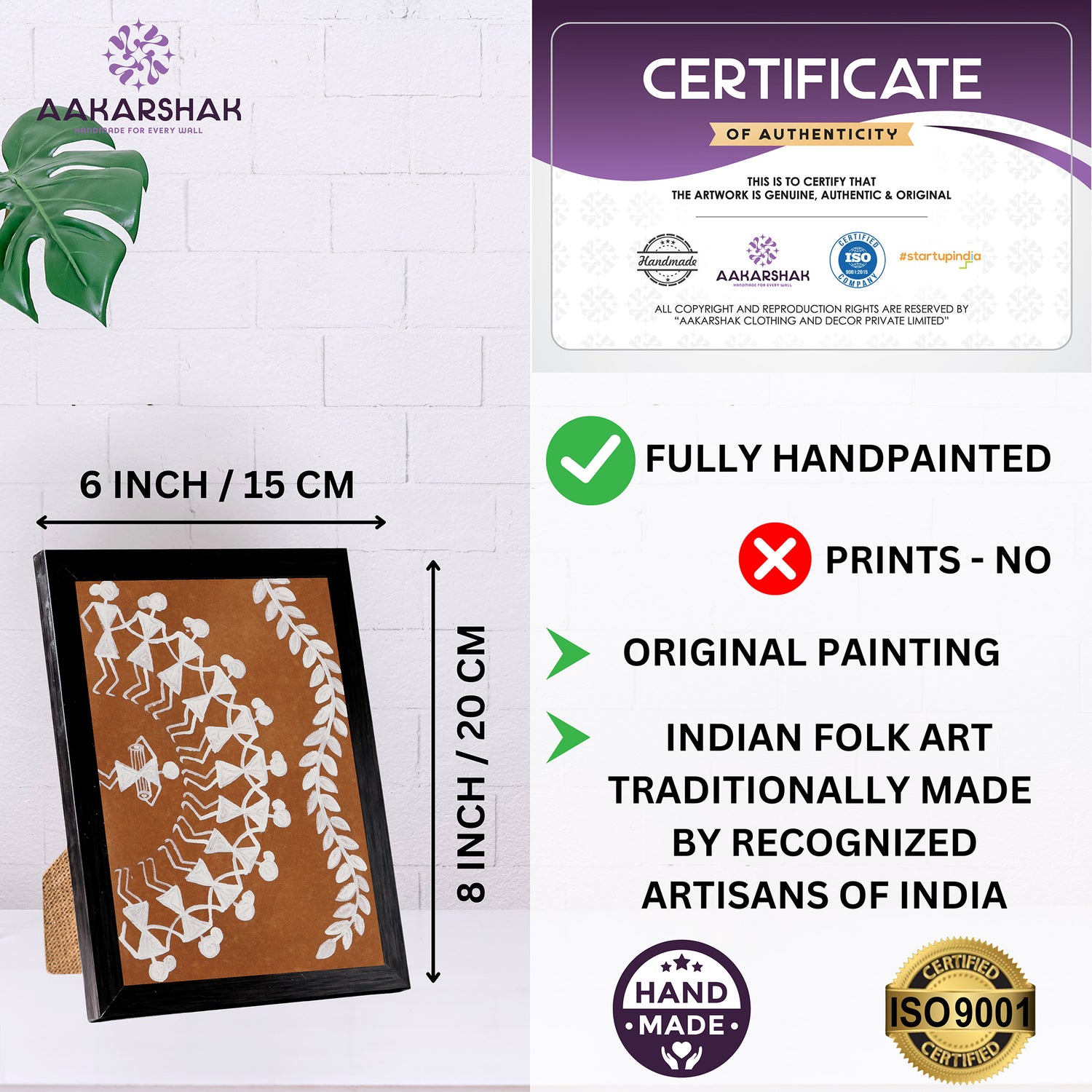 handmade iso certified-dancing warli painting
