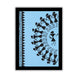 Framed artwork with Handmade black warli dancing painting on a blue background