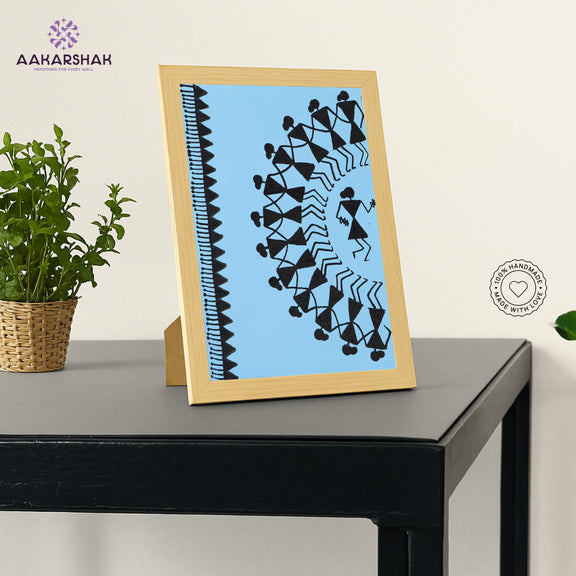 vibrant handmade dancing painting-depicting indian folk traditions
