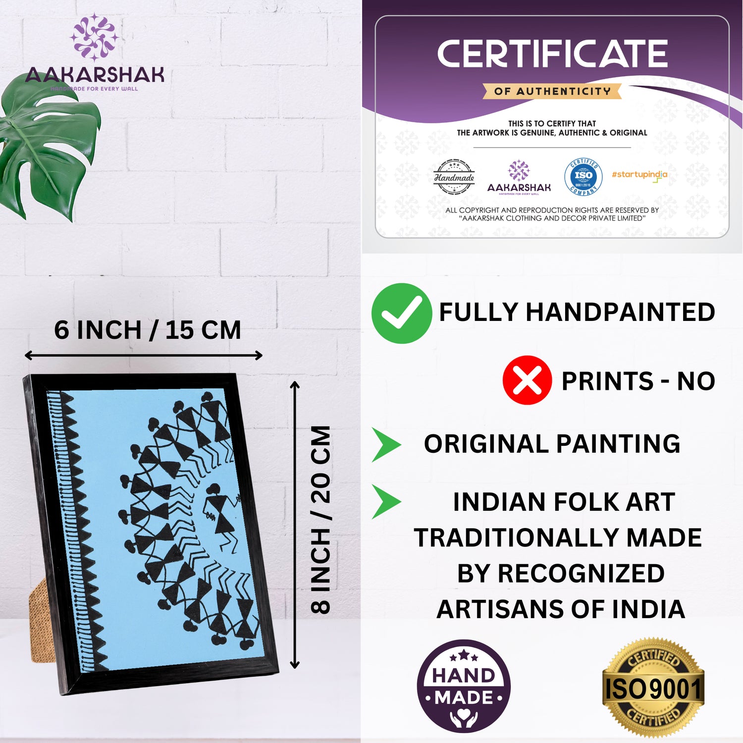 handmade iso certified-dancing warli painting
