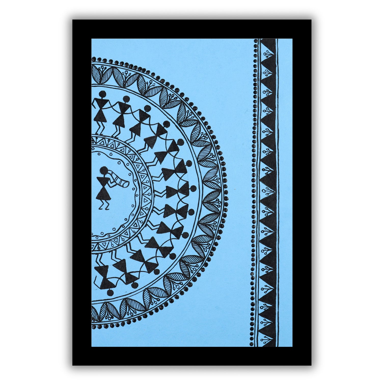 handmade warli painting dancing-in vibrant traditional folk art style
