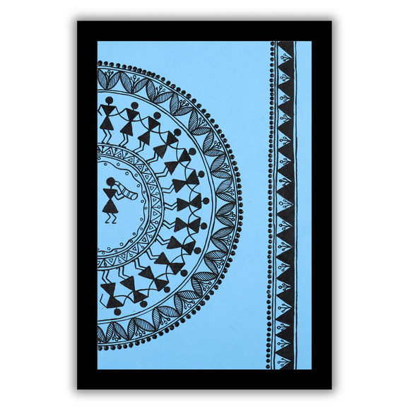 handmade warli painting dancing-in vibrant traditional folk art style
