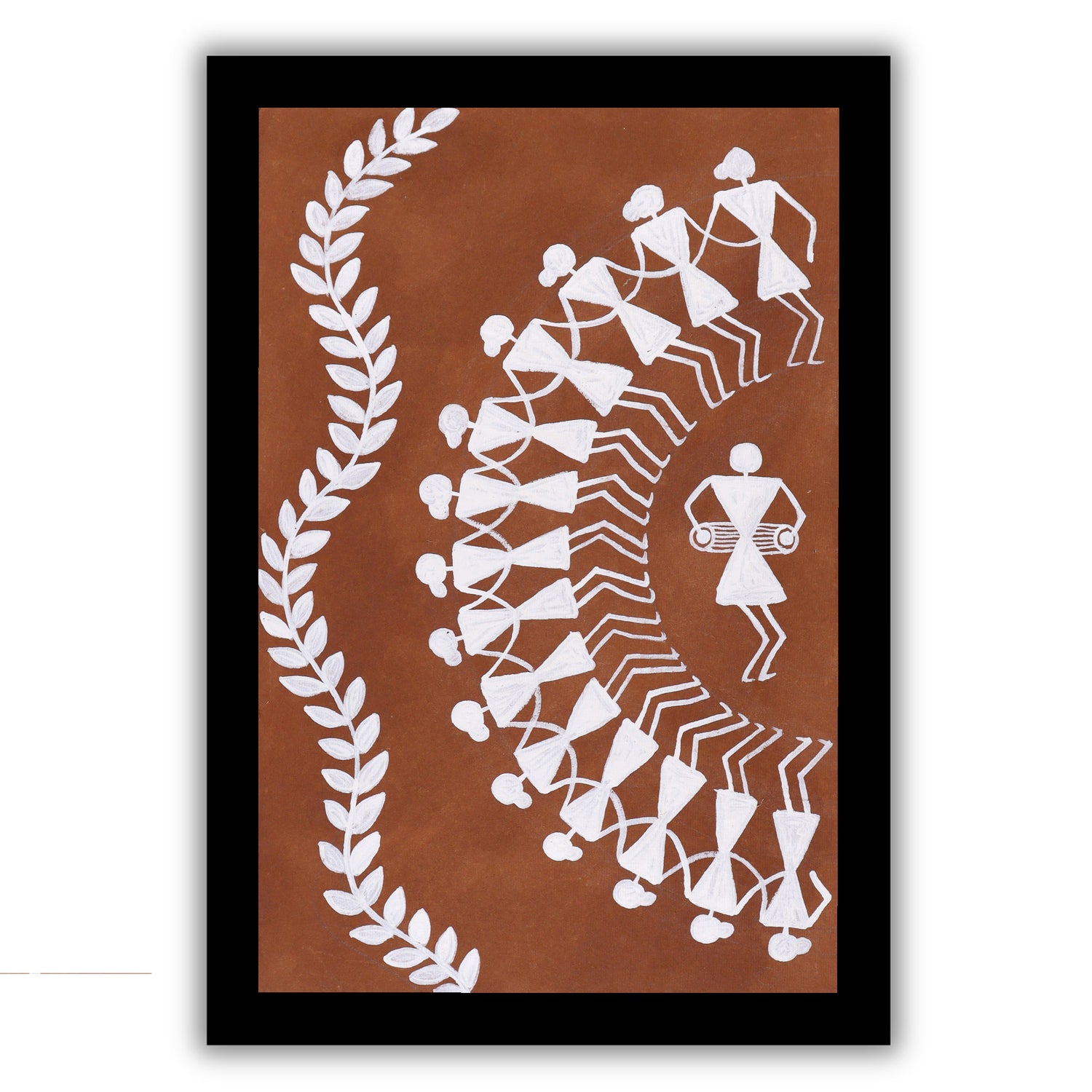 handmade warli painting dancing-in vibrant traditional folk art style