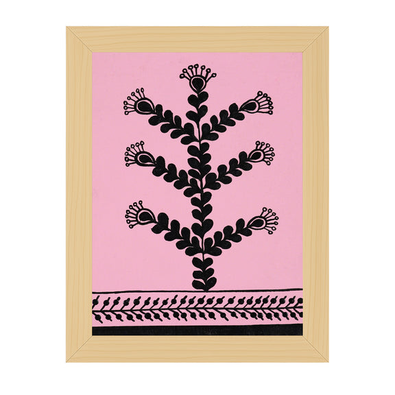 handmade warli painting flower-in vibrant traditional folk art style