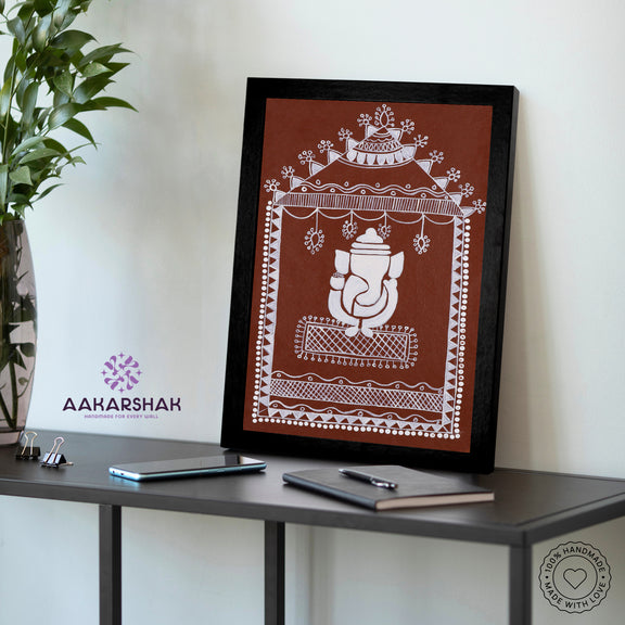 vibrant handmade ganesh painting-depicting indian folk traditions
 