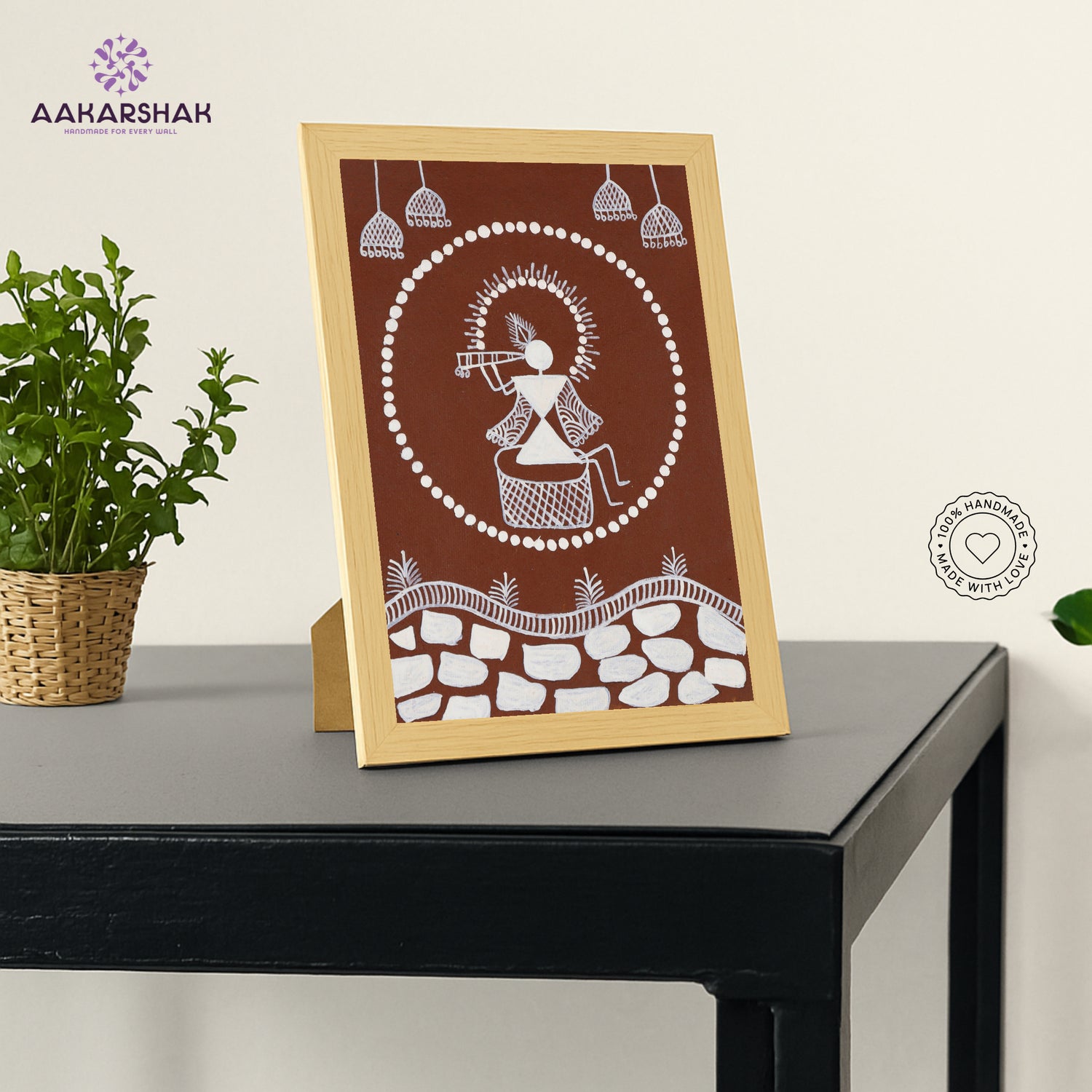 vibrant handmade krishna painting-depicting indian folk traditions
