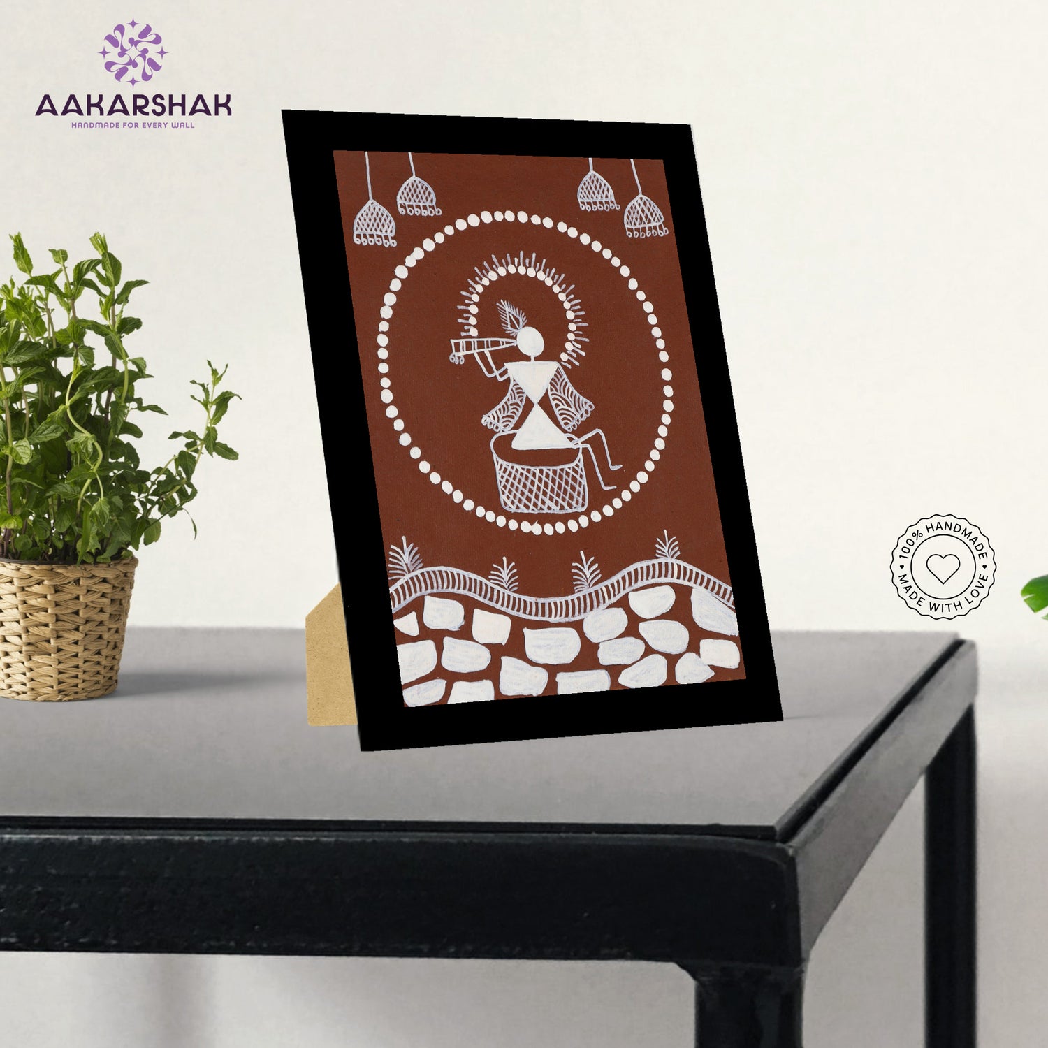vibrant handmade krishna painting-depicting indian folk traditions
