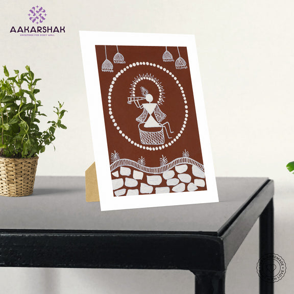 vibrant handmade krishna painting-depicting indian folk traditions
