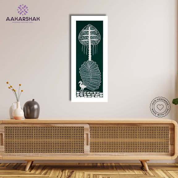 Framed artwork with peacock  design -handmade painting for home decor