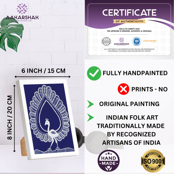 handmade iso certified-peacock warli painting
