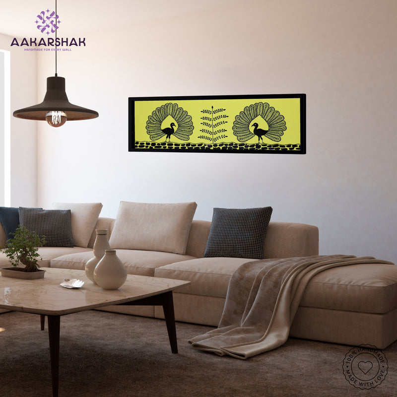 vibrant handmade peacock painting-depicting indian folk traditions