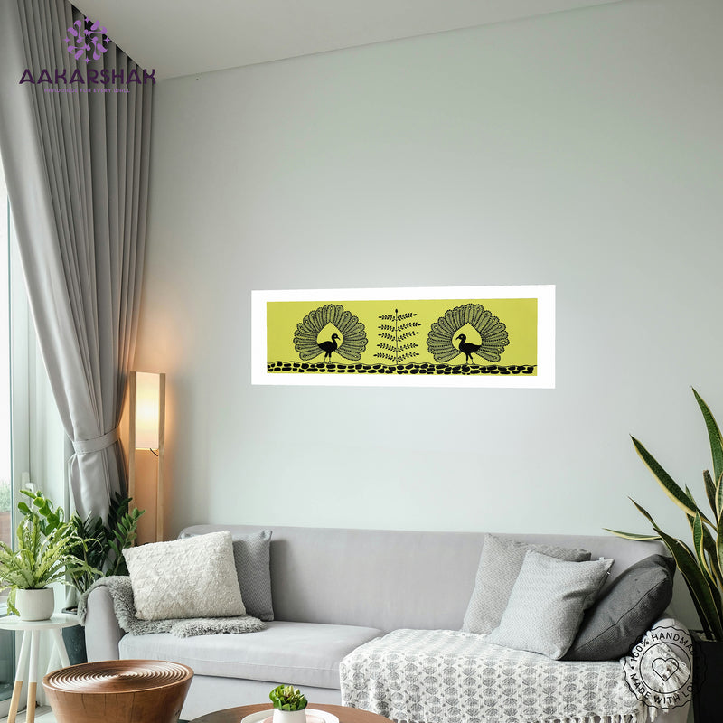 vibrant handmade peacock painting-depicting indian folk traditions