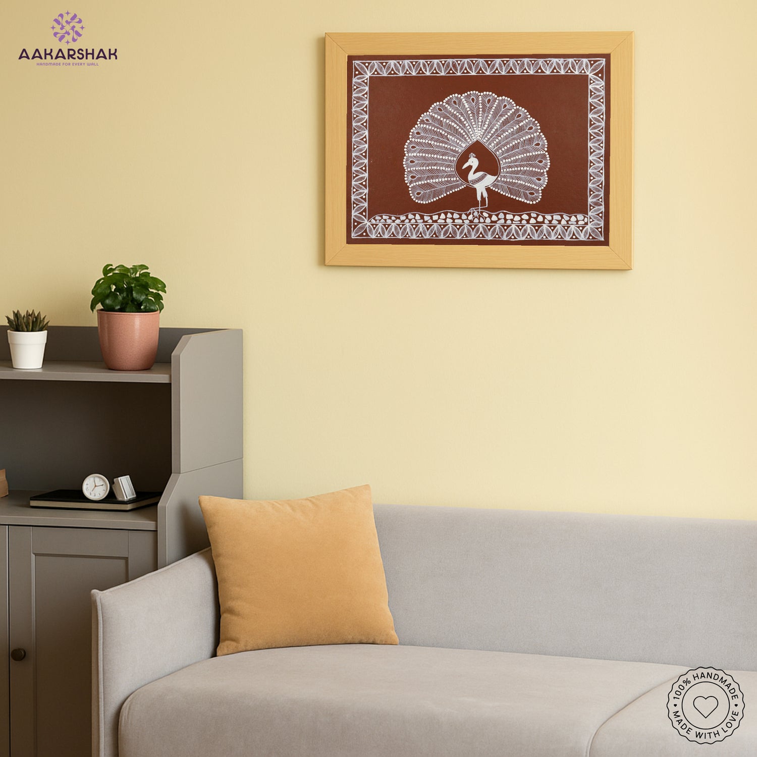 vibrant handmade peacock painting-depicting indian folk traditions
