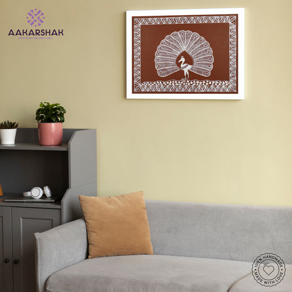 vibrant handmade peacock painting-depicting indian folk traditions
